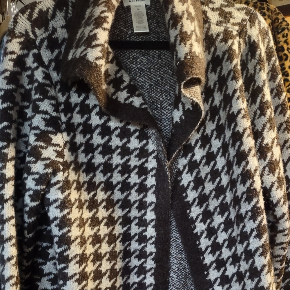 Max Studio Houndstooth Patterned Cardigan - image 1